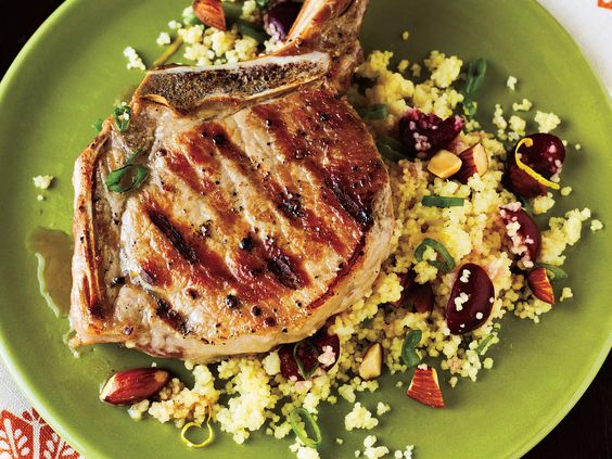 pork chop with cherry couscous