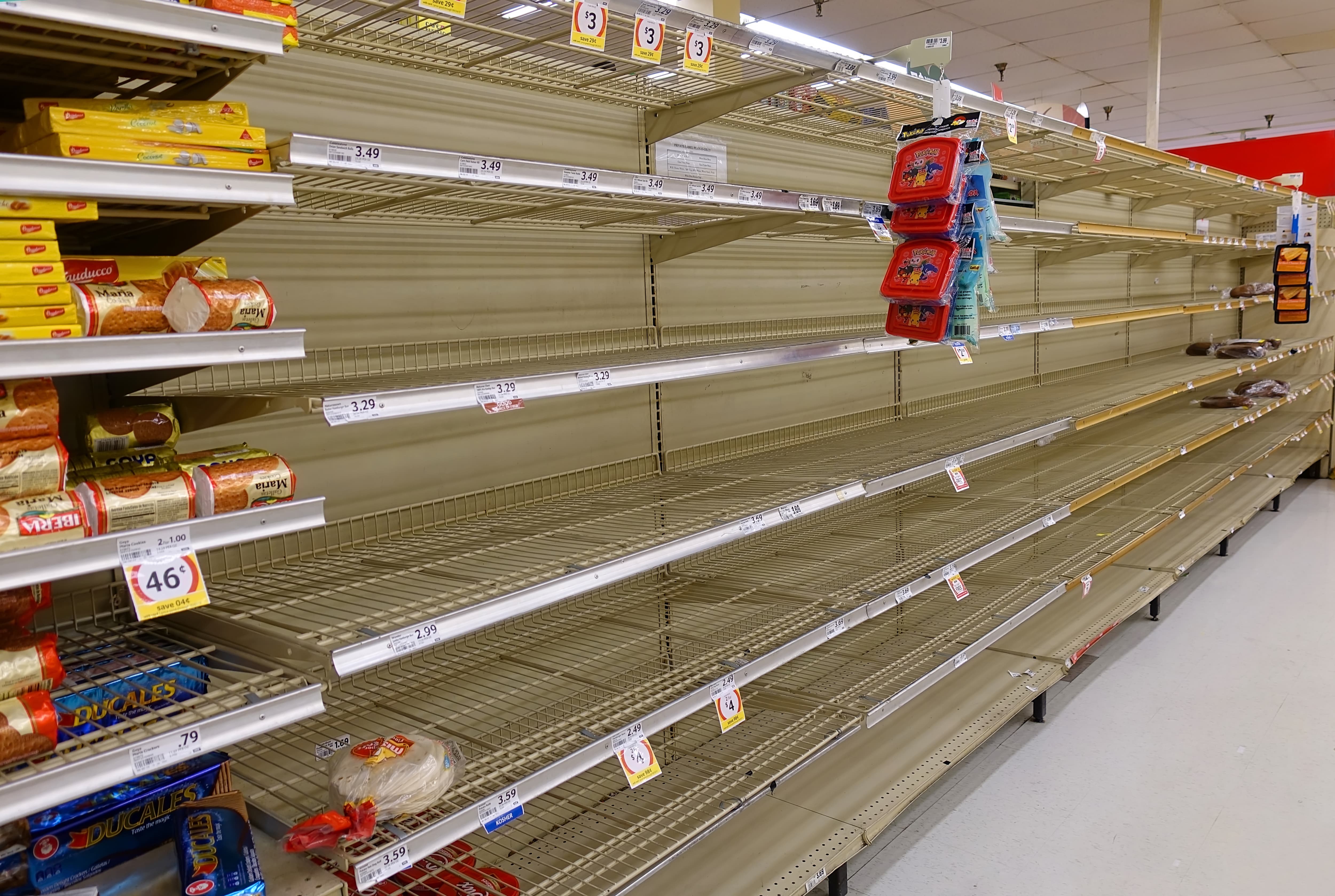 empty super market shelves