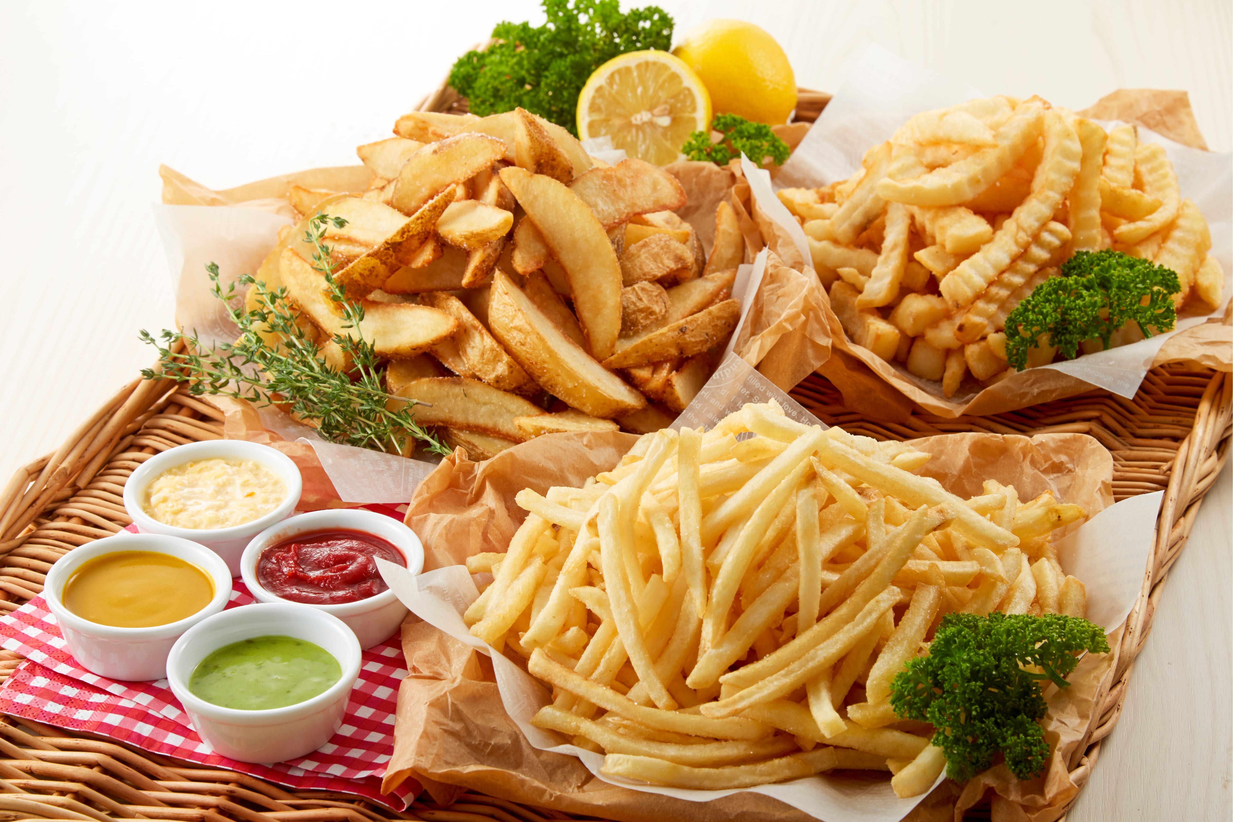 basket of different types of french fries